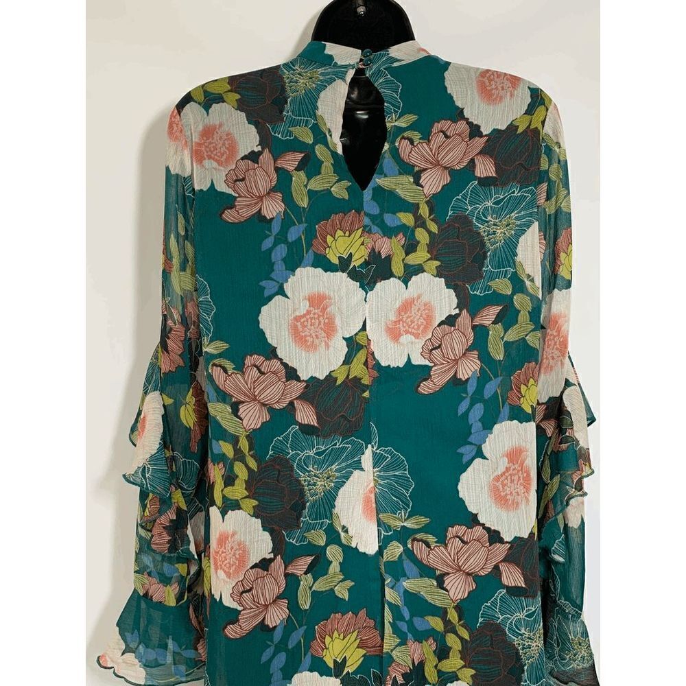 As U Wish Womens Midi Dress Floral Long Sleeve Choker Neckline Multicolor Small - Picture 3 of 10